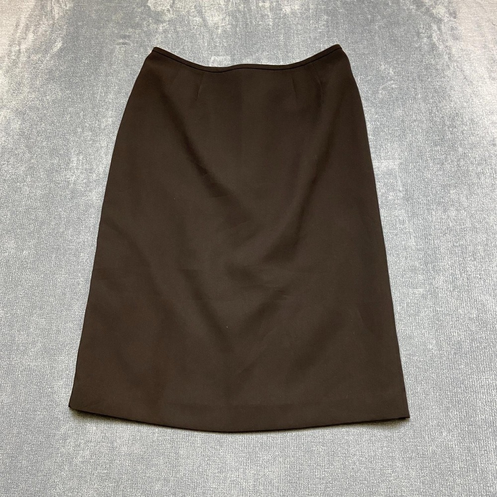Le Suit Straight & Pencil Skirt Womens 6 Black Lined Pleated Front Back Slit